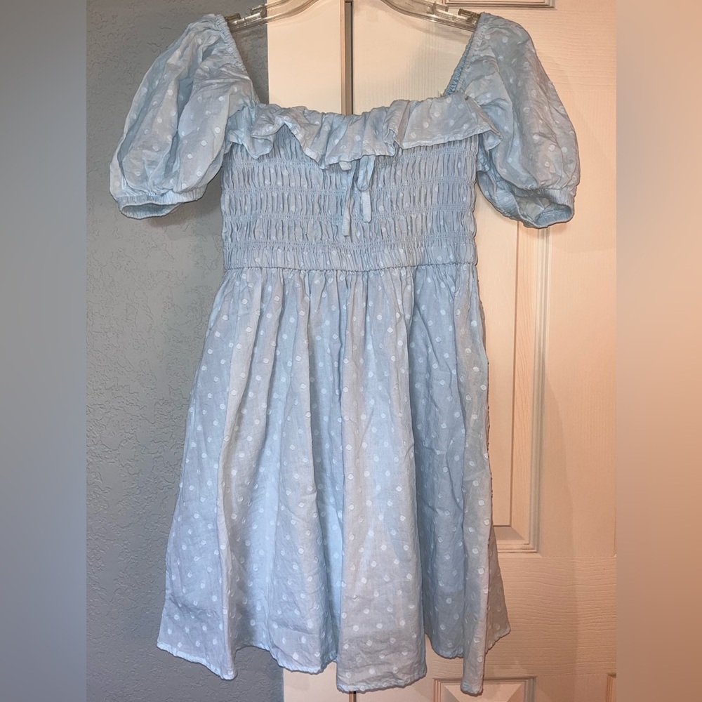 Baby Blue Polka Dot Dress Size Medium 8/10
